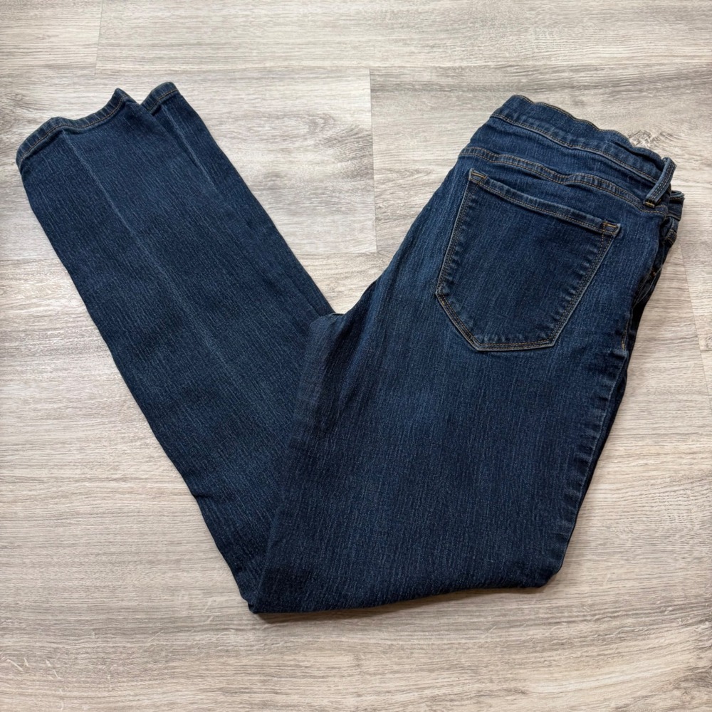 Old Navy Original Mid-Rise Dark Wash Straight‎ Leg Jeans Womens 12 Long Indigo
